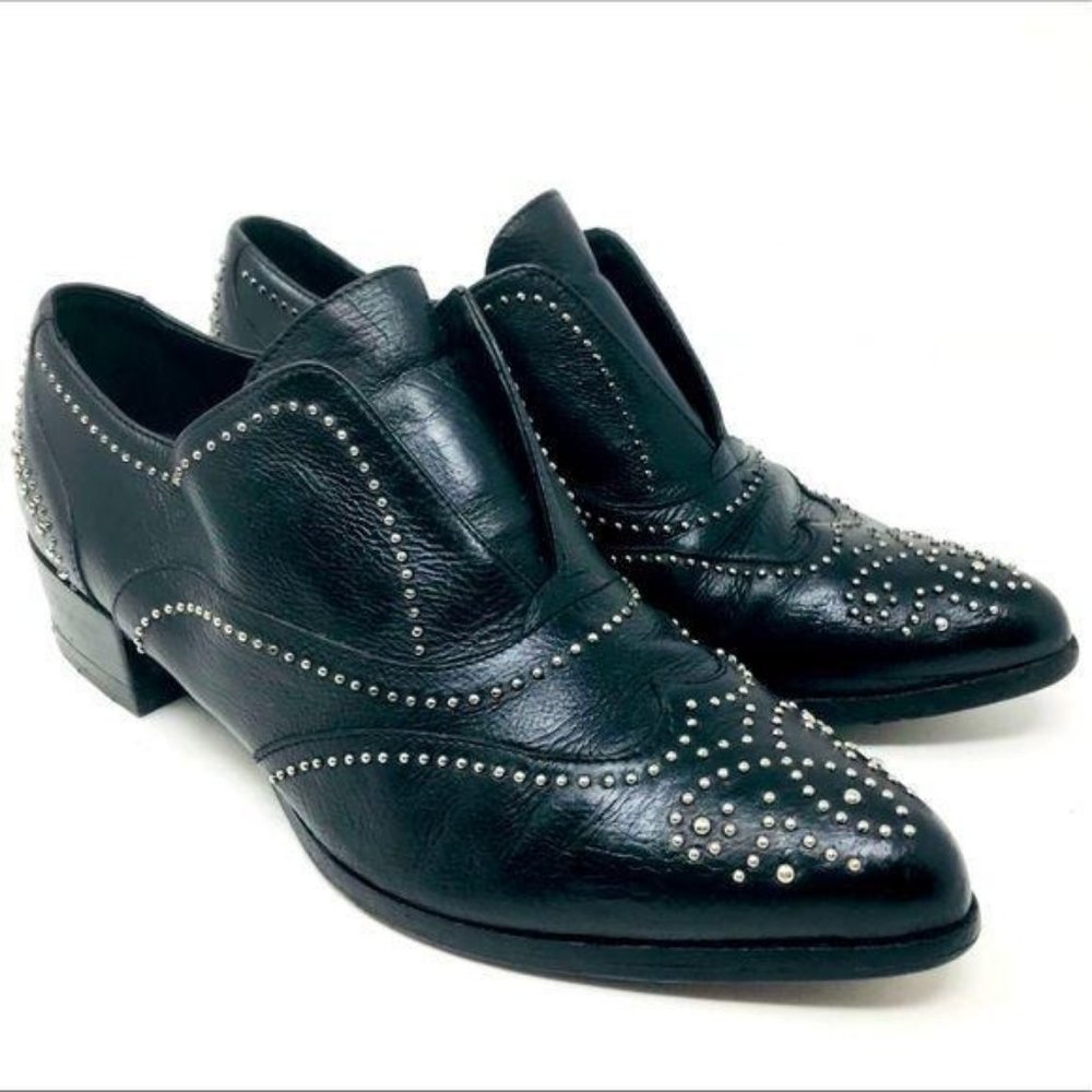 Mimwu Black leather wingback embellished oxfrd 38